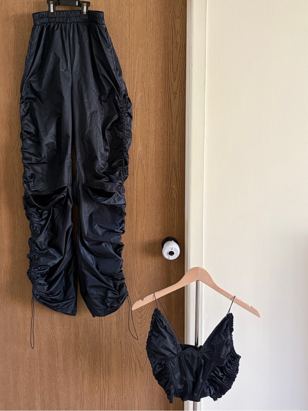 Midnight Blue Satin Ruched Corset Top with back Zip